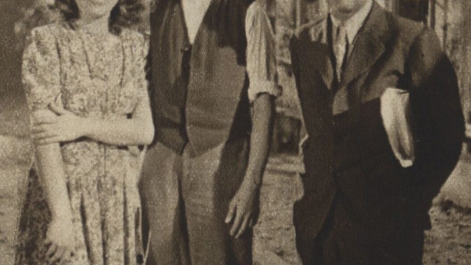 Pštrosová, Burian a Slavínský v ateliéru, Ryba na suchu, 1942 